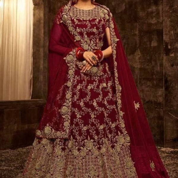 Bridal Lehenga – Maroon Color – Aapnam -Best Bridal Lehenga