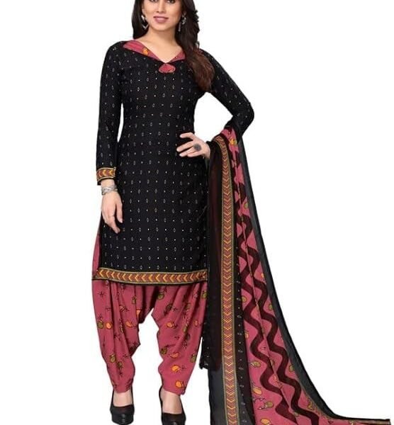 Indian Punjabi Style Crepe Patiala Salwar Suit With Dupatta For Women Ready To wear