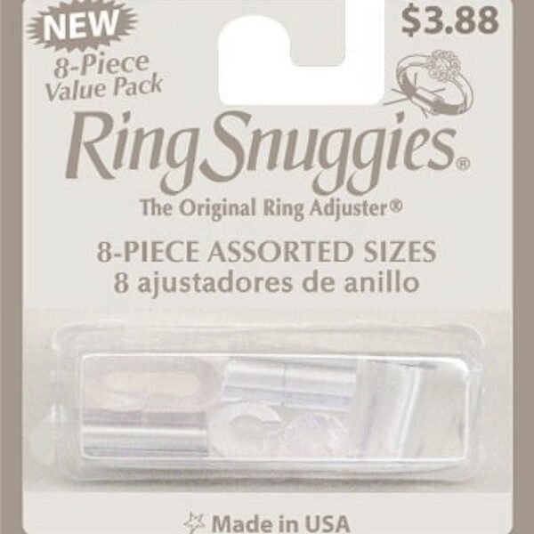 Ring Snuggies "The Original Ring Adjuster" – Clear Plastic, 8-Piece Value Pack