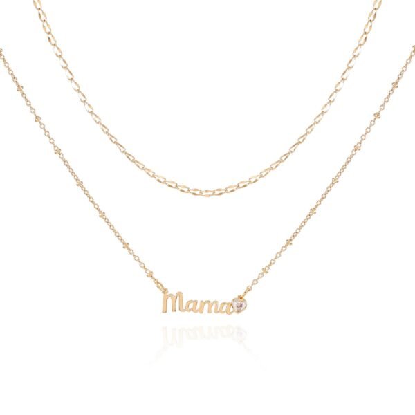 Time and Tru Women's Gold Tone Mama Layered Necklace Set, 2-Piece